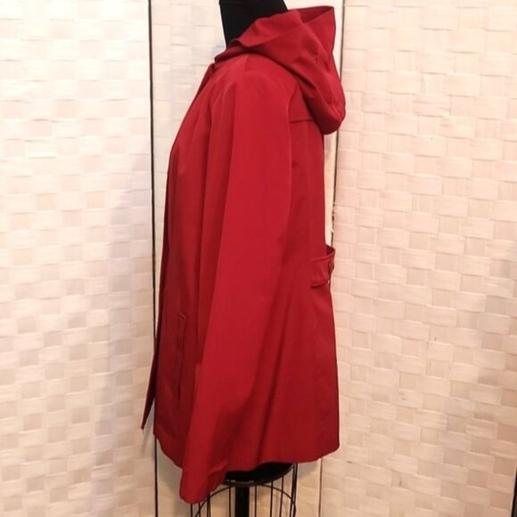 Red Double-Breasted, Hooded All-Weather/Raincoat - Croft & Barrow - Size Large - Picture 3 of 13